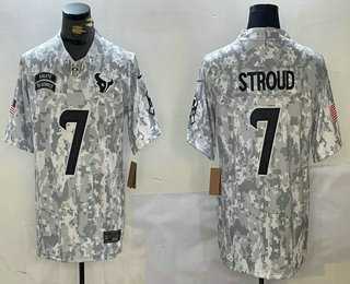 Mens Houston Texans #7 CJ Stroud 2024 FUSE Arctic Camo Salute to Service Limited Stitched Jersey Dzhi